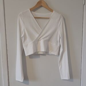 SHEIN Elegant White Wrap Crop Top